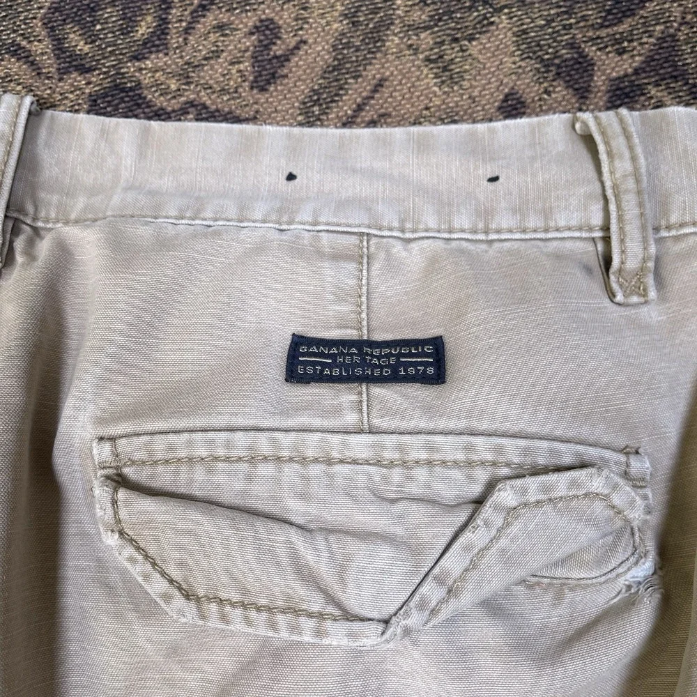Vtg Y2k Banana Republic Beige Cargo Pants Mens Size 32x30 Distressed